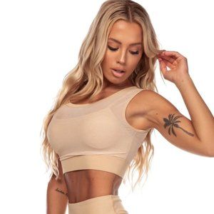 BEIGE MESH SPORTS BRA